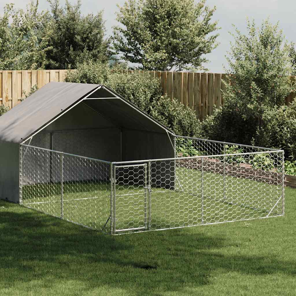 Hondenkennel Met Ren 6X3X1,9 M Gegalvaniseerd Staal