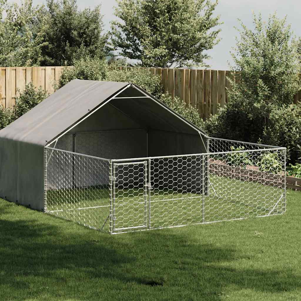 Hondenkennel Met Ren 6X3X1,9 M Gegalvaniseerd Staal