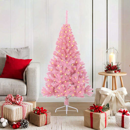 Kunstmatig Voorverlicht Kerstboom Met 300 Led Pvc Roze