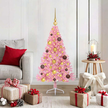 Kunstmatig Voorverlicht Kerstboom Met 300 Led Pvc Roze