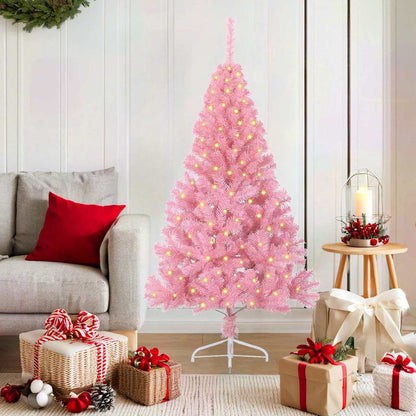 Kunstmatig Voorverlicht Kerstboom Met 300 Led Pvc Roze