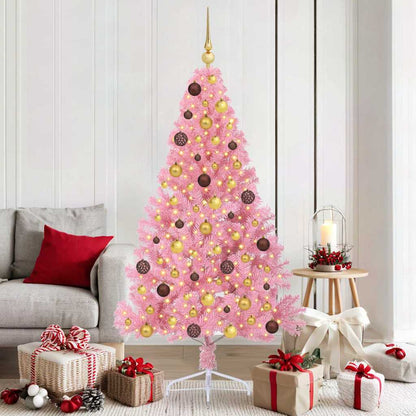 Kunstmatig Voorverlicht Kerstboom Met 300 Led Pvc Roze