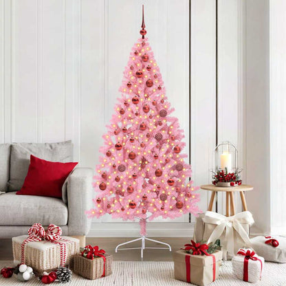 Kunstmatig Voorverlicht Kerstboom Met 300 Led Pvc Roze