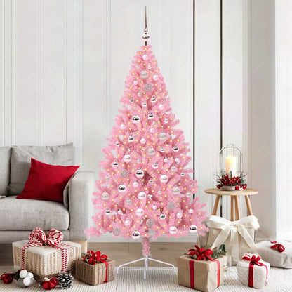 Kunstmatig Voorverlicht Kerstboom Met 300 Led Pvc Roze