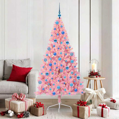 Kunstmatig Voorverlicht Kerstboom Met 300 Led Pvc Roze