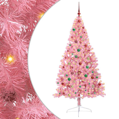 Kunstmatig Voorverlicht Kerstboom Met 300 Led Pvc Roze