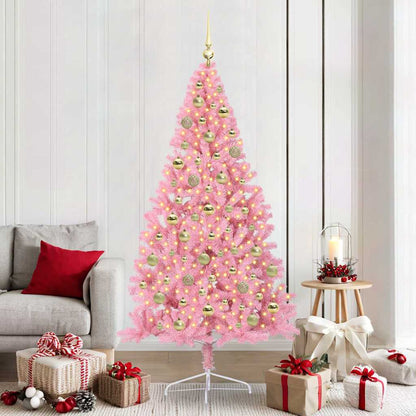 Kunstmatig Voorverlicht Kerstboom Met 300 Led Pvc Roze