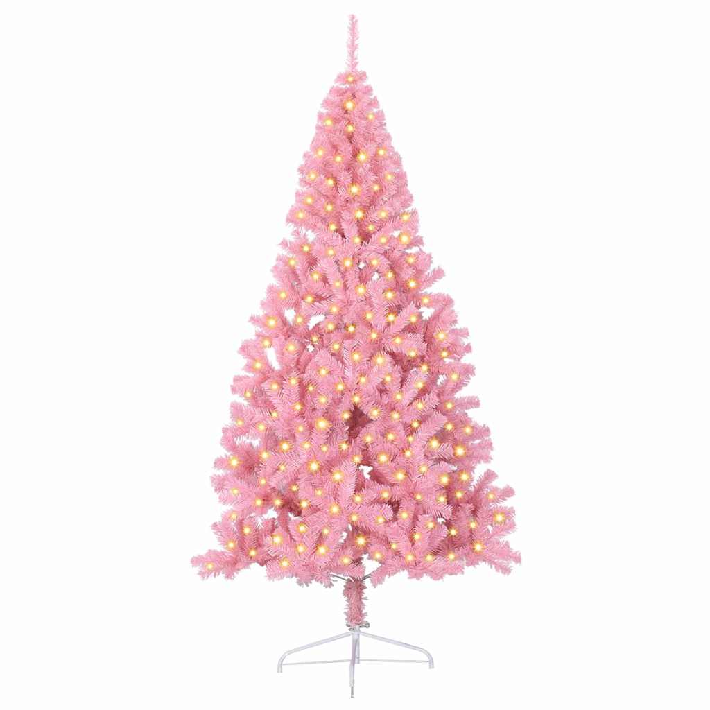 Kunstmatig Voorverlicht Kerstboom Met 300 Led Pvc Roze