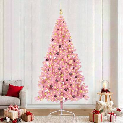 Kunstmatig Voorverlicht Kerstboom Met 300 Led Pvc Roze