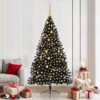 Kunstmatig Voorverlicht Kerstboom Met 300 Led Pvc Zwart