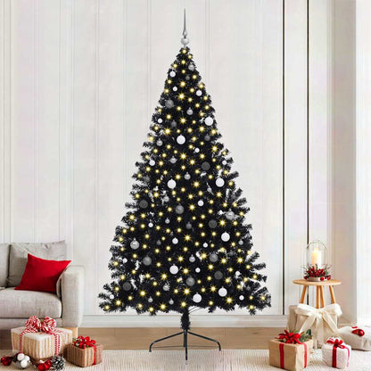 Kunstmatig Voorverlicht Kerstboom Met 300 Led Pvc Zwart