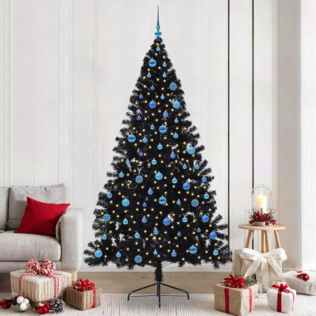 Kunstmatig Voorverlicht Kerstboom Met 300 Led Pvc Zwart