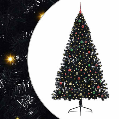Kunstmatig Voorverlicht Kerstboom Met 300 Led Pvc Zwart