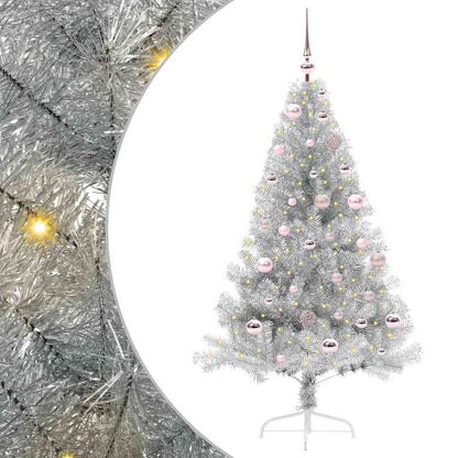 Kunstmatig Voorverlicht Kerstboom Met 300 Led Pet Zilver