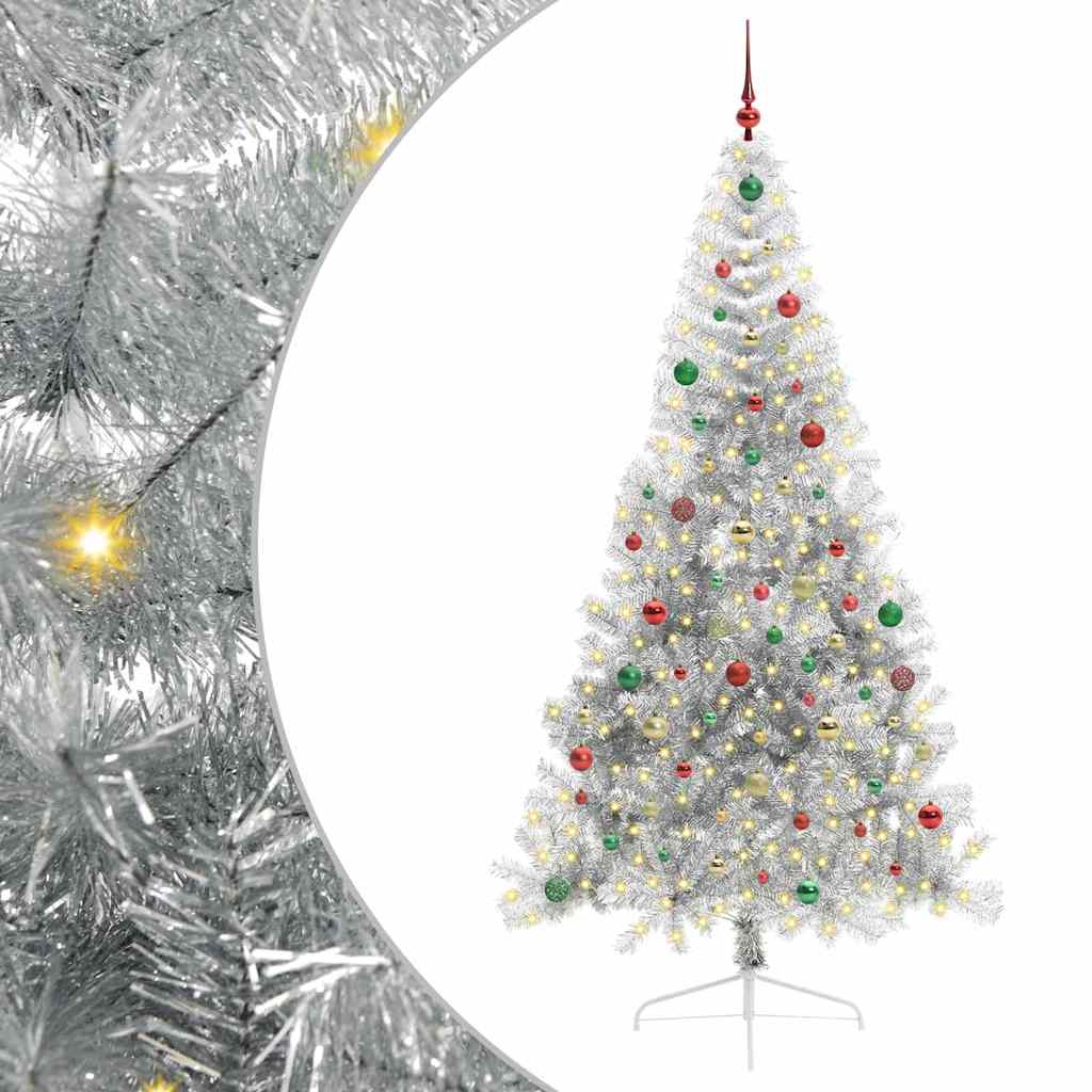 Kunstmatig Voorverlicht Kerstboom Met 300 Led Pet Zilver