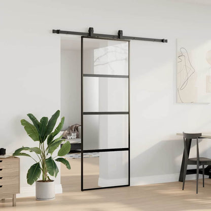 Schuifdeur Met Beslagset 76X205 Cm Gehard Glas Zwart