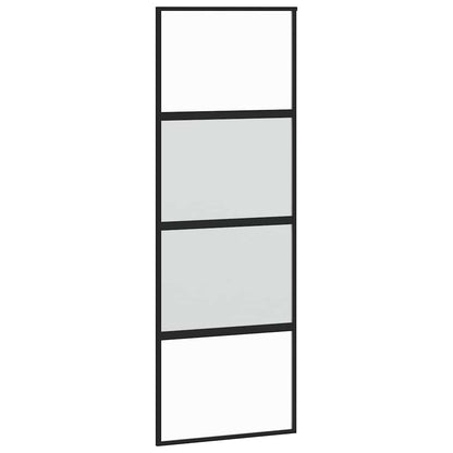 Schuifdeur Met Beslagset 76X205 Cm Gehard Glas Zwart
