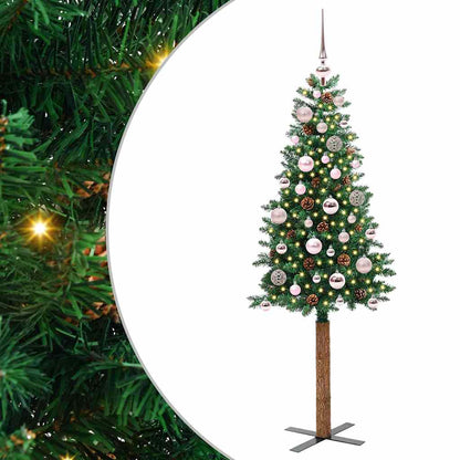 Slanke Kerstboom 180 Cm Pvc En Massief Dennenhout