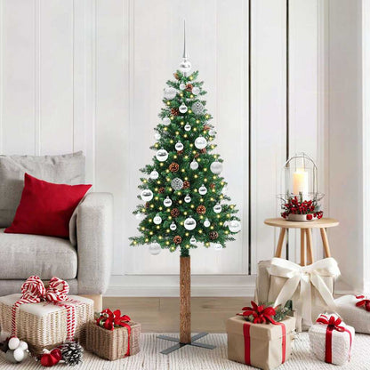 Slanke Kerstboom 180 Cm Pvc En Massief Dennenhout