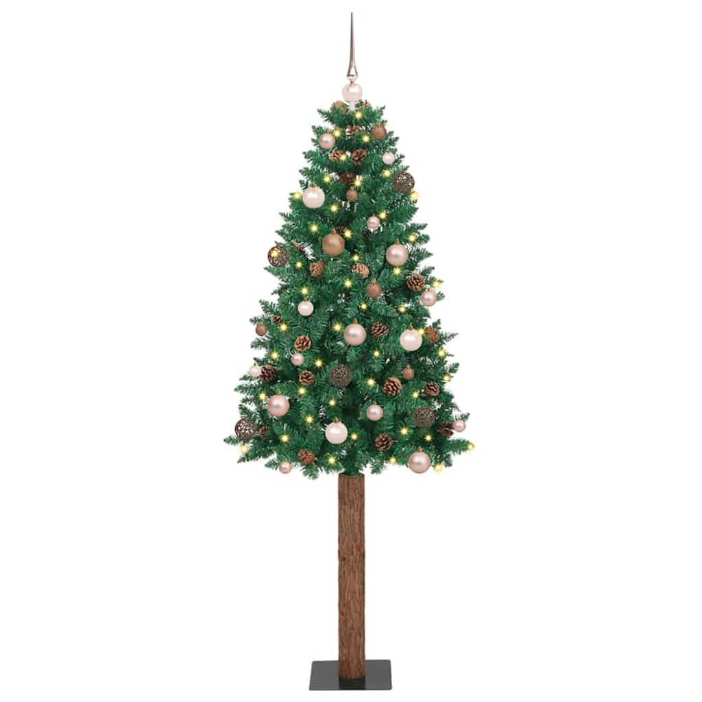 Slanke Kerstboom 180 Cm Pvc En Massief Dennenhout