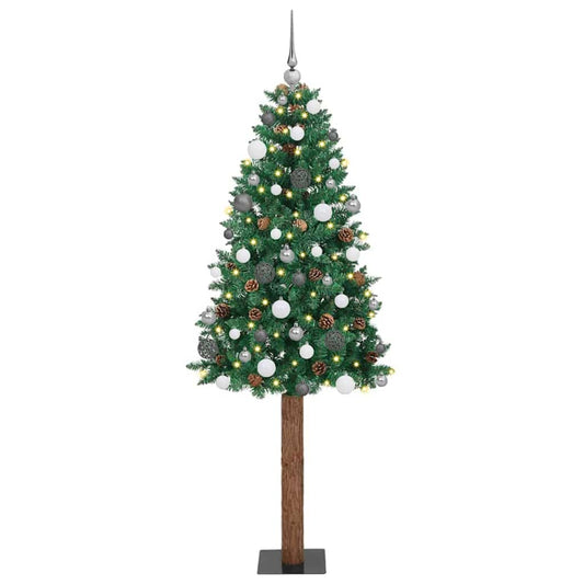 Slanke Kerstboom 180 Cm Pvc En Massief Dennenhout