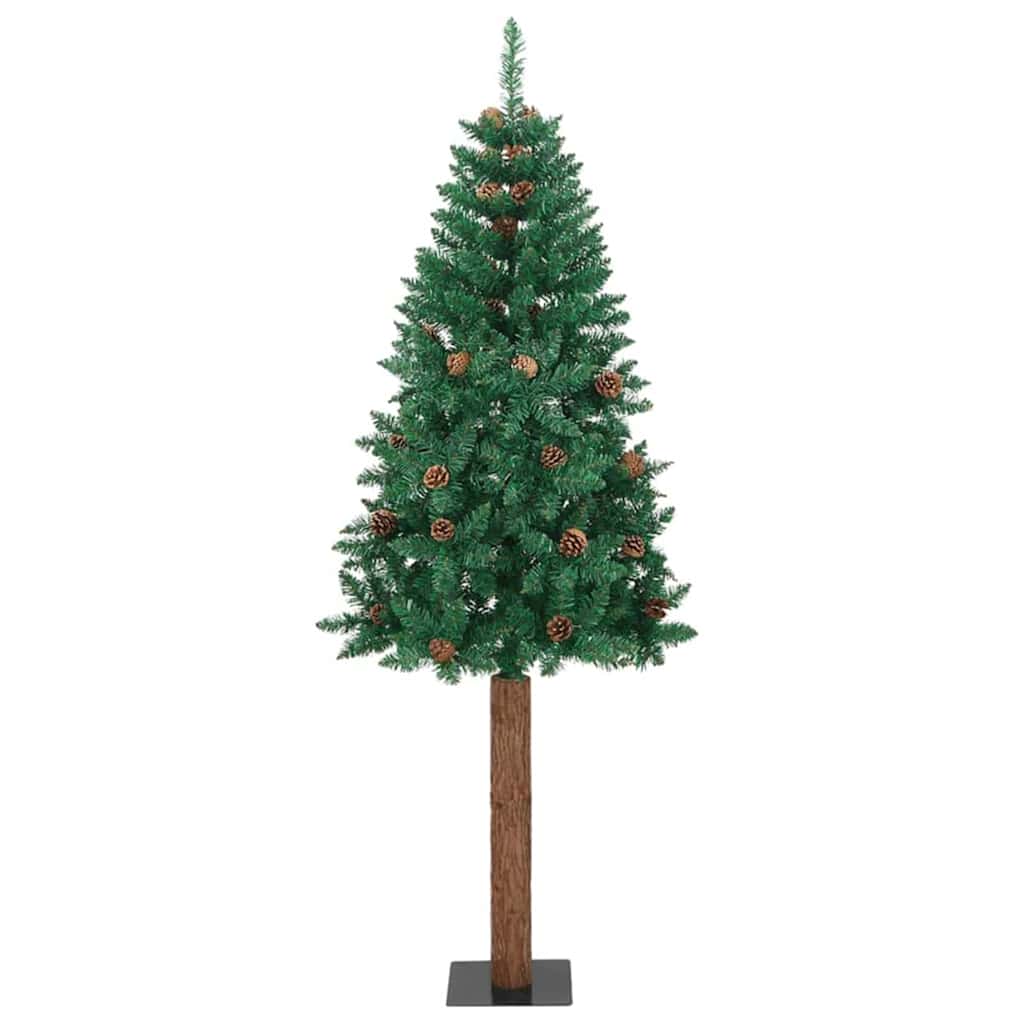 Slanke Kerstboom 180 Cm Pvc En Massief Dennenhout