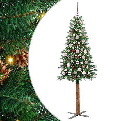 Slanke Kerstboom 180 Cm Pvc En Massief Dennenhout