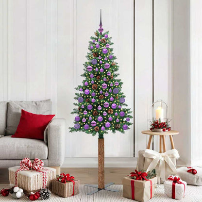 Slanke Kerstboom 180 Cm Pvc En Massief Dennenhout