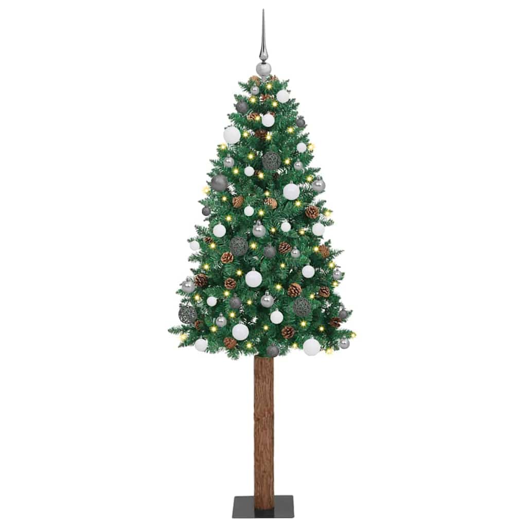 Slanke Kerstboom 180 Cm Pvc En Massief Dennenhout
