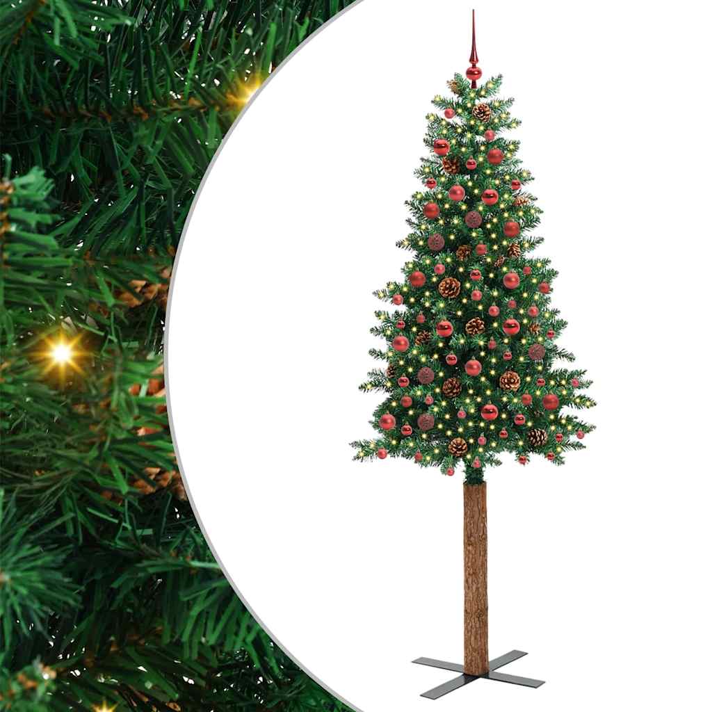 Slanke Kerstboom 180 Cm Pvc En Massief Dennenhout