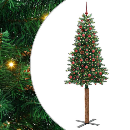 Slanke Kerstboom 180 Cm Pvc En Massief Dennenhout