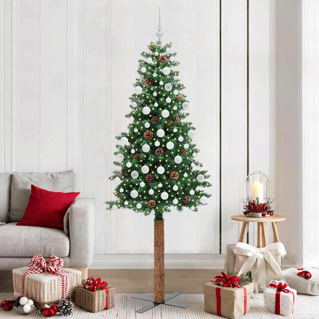 Slanke Kerstboom 180 Cm Pvc En Massief Dennenhout