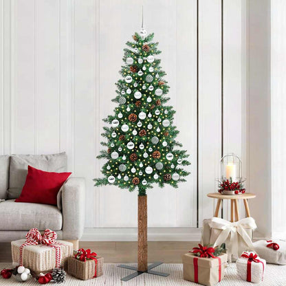 Slanke Kerstboom 180 Cm Pvc En Massief Dennenhout