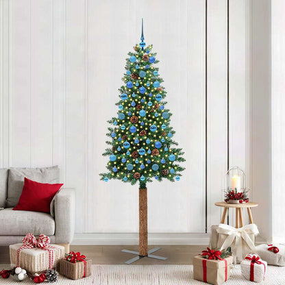 Slanke Kerstboom 180 Cm Pvc En Massief Dennenhout