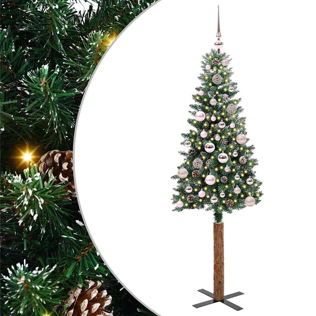 Slanke Kerstboom 180 Cm Pvc En Massief Dennenhout