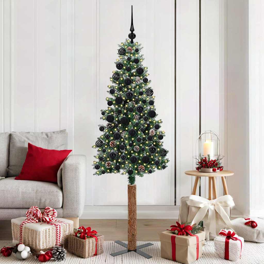 Slanke Kerstboom 180 Cm Pvc En Massief Dennenhout