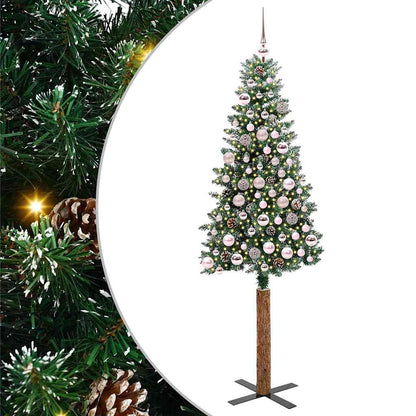 Slanke Kerstboom 180 Cm Pvc En Massief Dennenhout