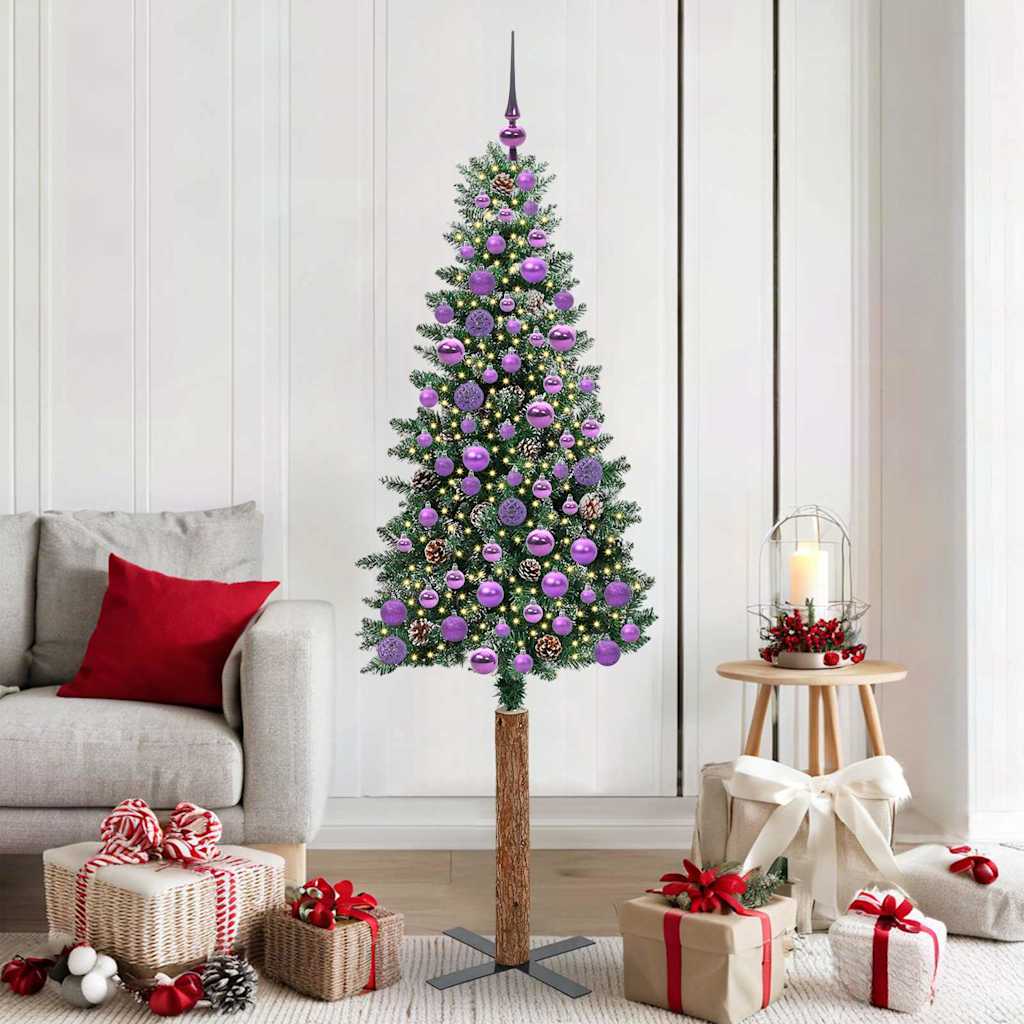 Slanke Kerstboom 180 Cm Pvc En Massief Dennenhout