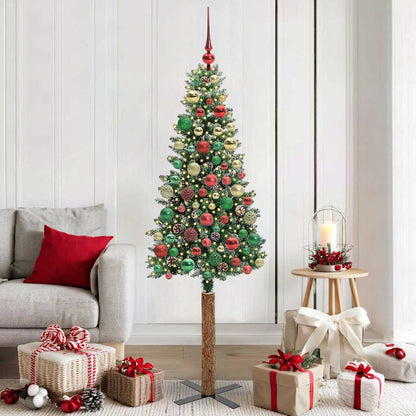 Slanke Kerstboom 180 Cm Pvc En Massief Dennenhout