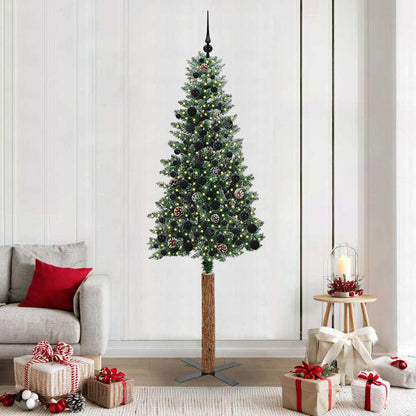Slanke Kerstboom 180 Cm Pvc En Massief Dennenhout
