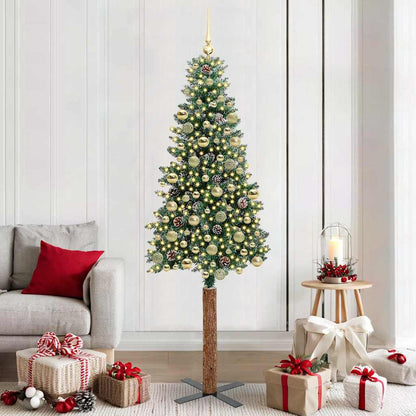 Slanke Kerstboom 180 Cm Pvc En Massief Dennenhout