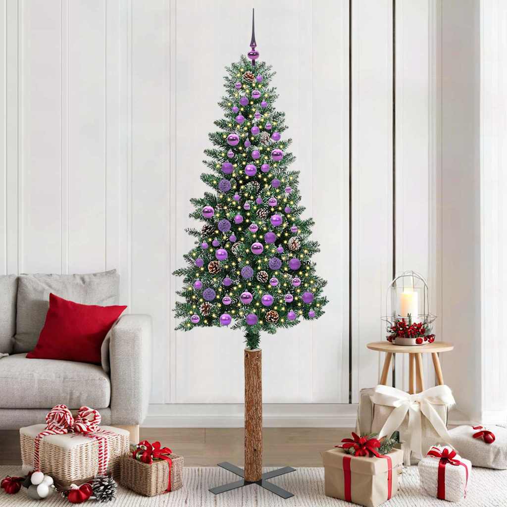 Slanke Kerstboom 180 Cm Pvc En Massief Dennenhout