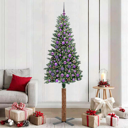 Slanke Kerstboom 180 Cm Pvc En Massief Dennenhout