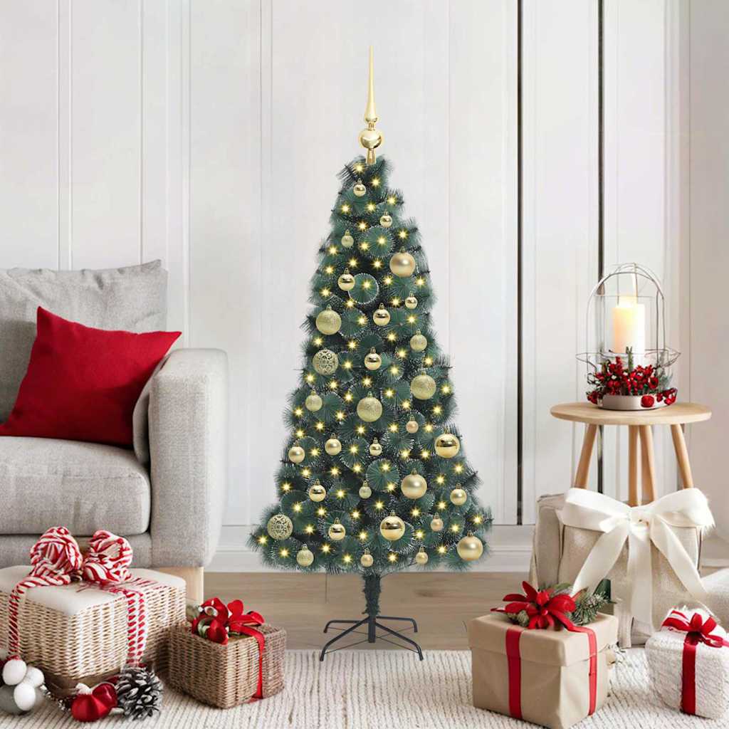 Artificial Pre-Lit Kerstboom Met Bal Set Groen 150 Cm Pet