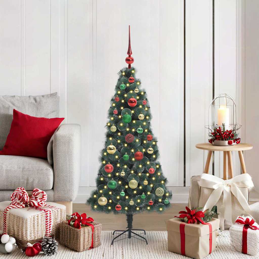 Artificial Pre-Lit Kerstboom Met Bal Set Groen 150 Cm Pet