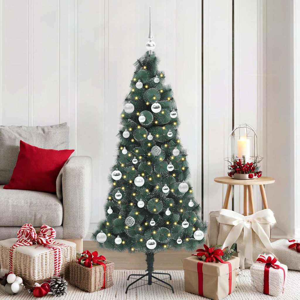 Artificial Pre-Lit Kerstboom Met Bal Set Groen 150 Cm Pet