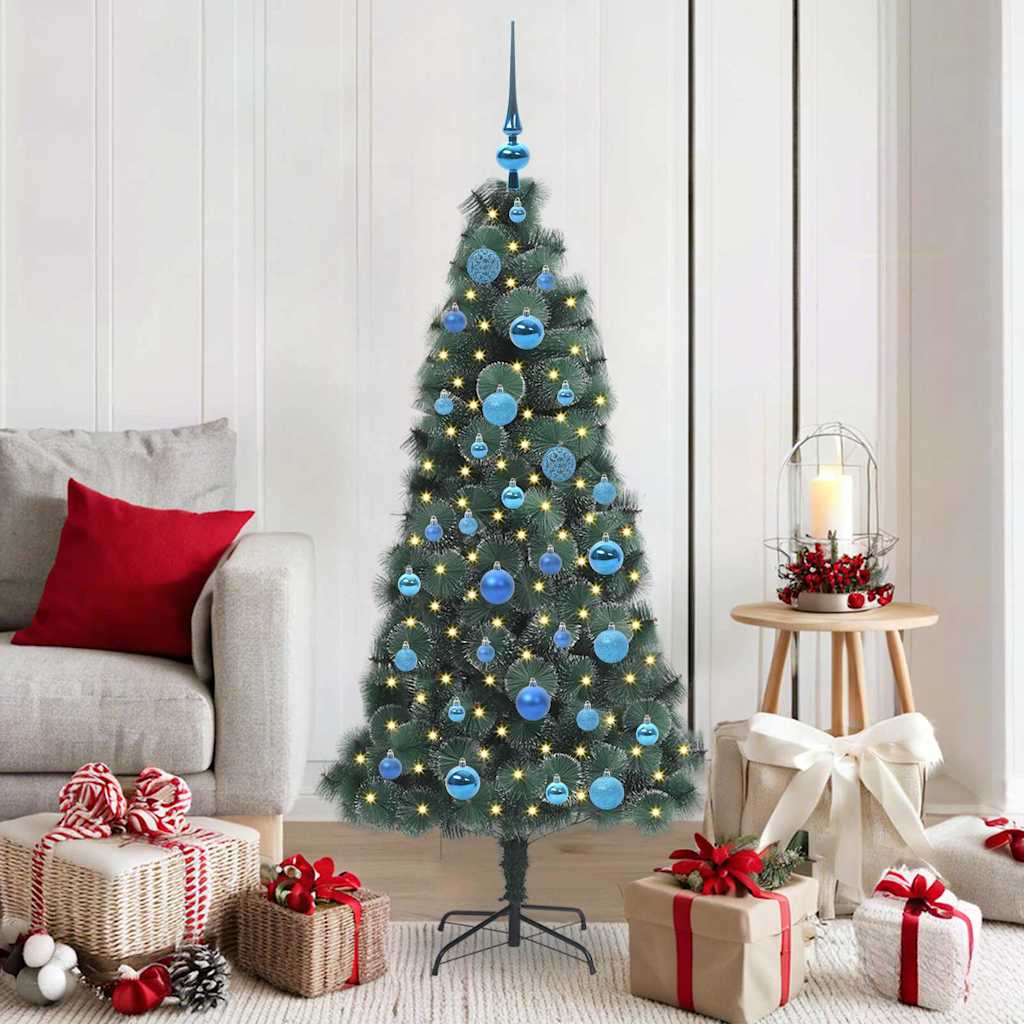 Artificial Pre-Lit Kerstboom Met Bal Set Groen 150 Cm Pet