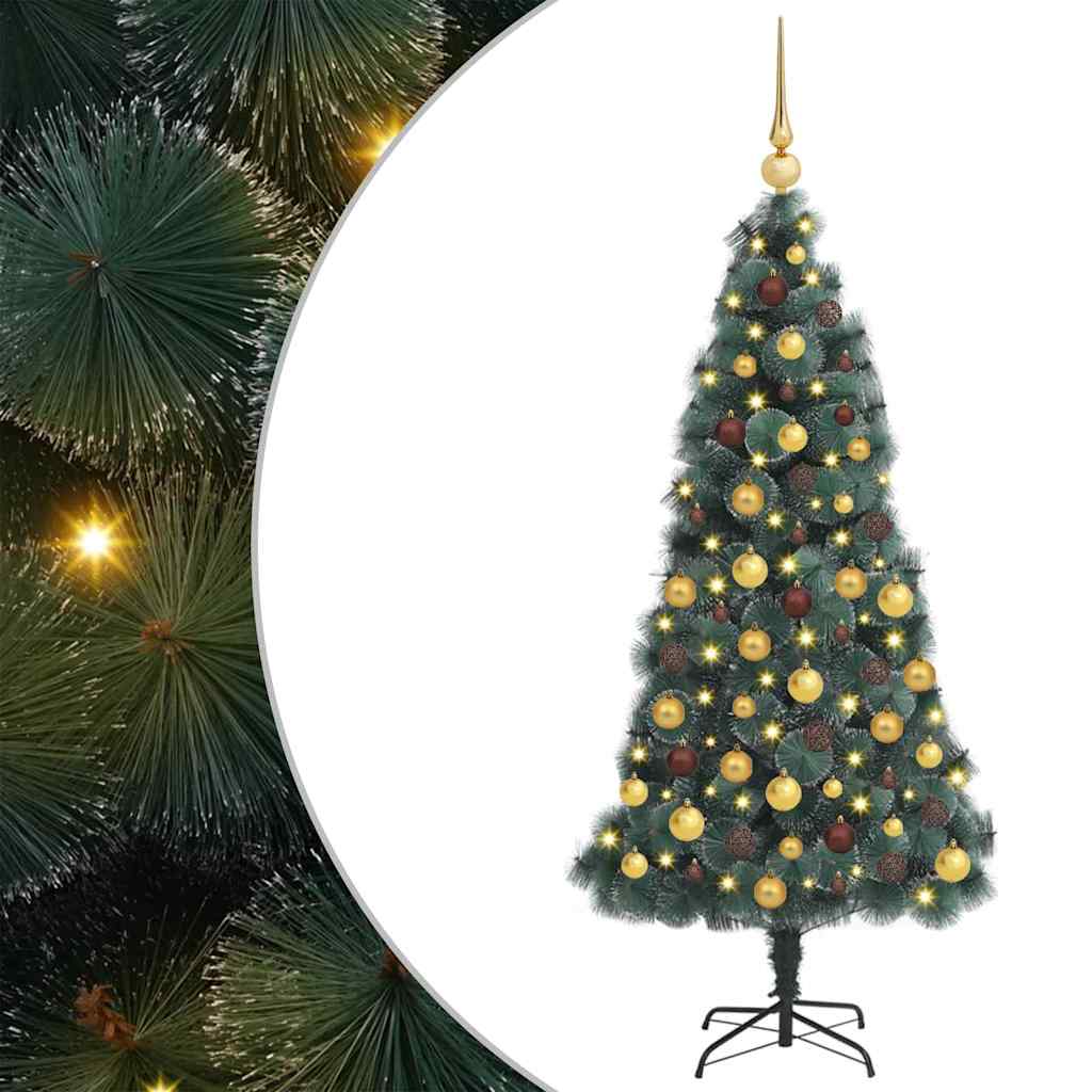 Artificial Pre-Lit Kerstboom Met Bal Set Groen 150 Cm Pet