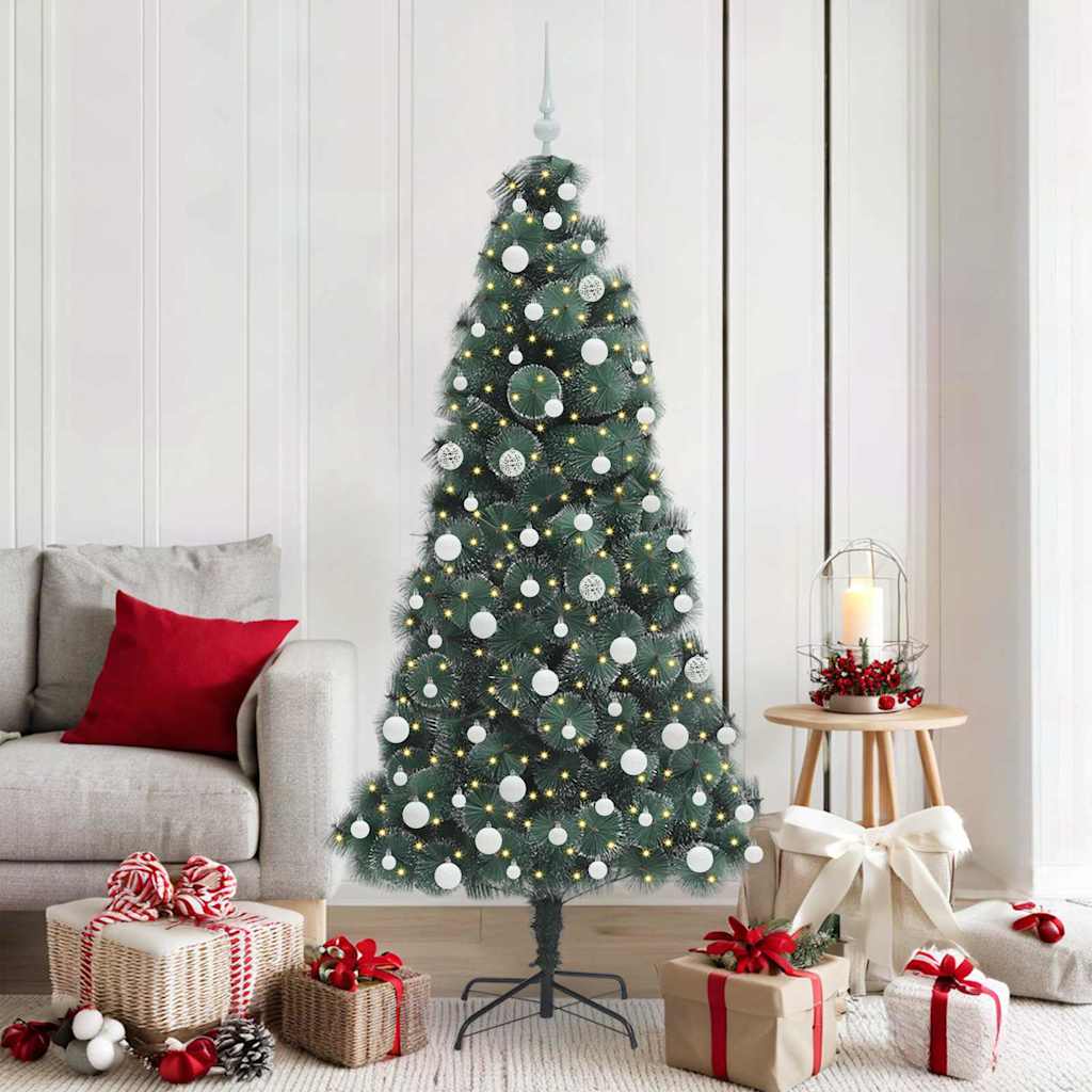 Artificial Pre-Lit Kerstboom Met Bal Set Groen 150 Cm Pet