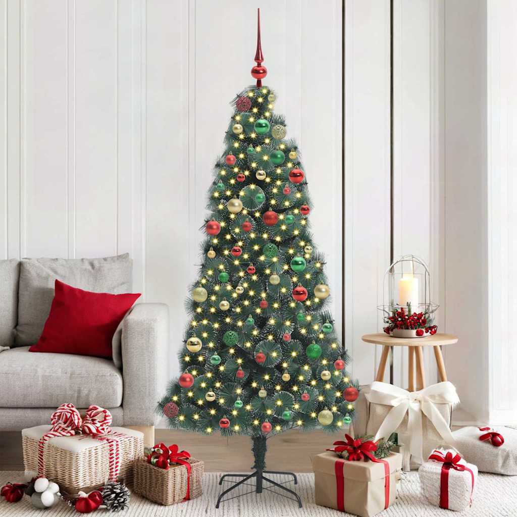 Artificial Pre-Lit Kerstboom Met Bal Set Groen 150 Cm Pet